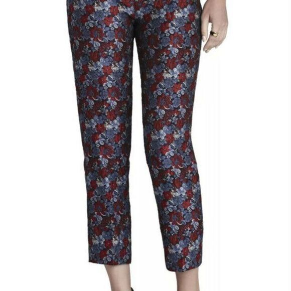 BCBGMaxAzria Dark‎ Navy Multi Allen Slim-Leg Cropped Pants - Picture 1 of 12